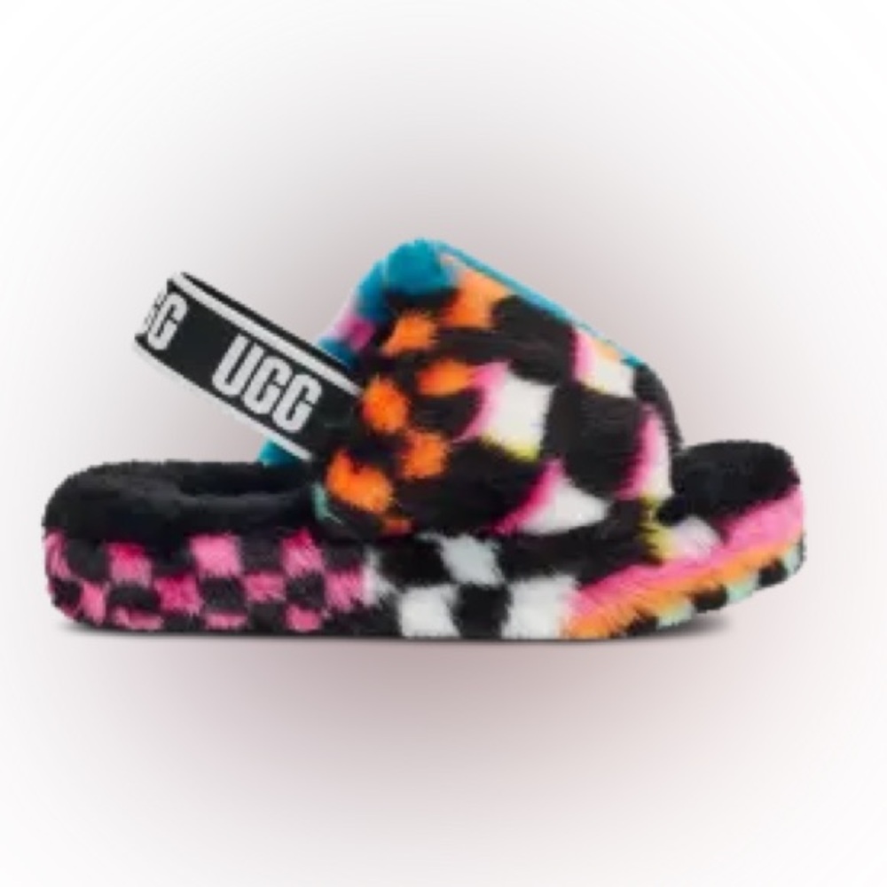 UGG Fluff Yeah Slipper in Checks Size 4 GUC